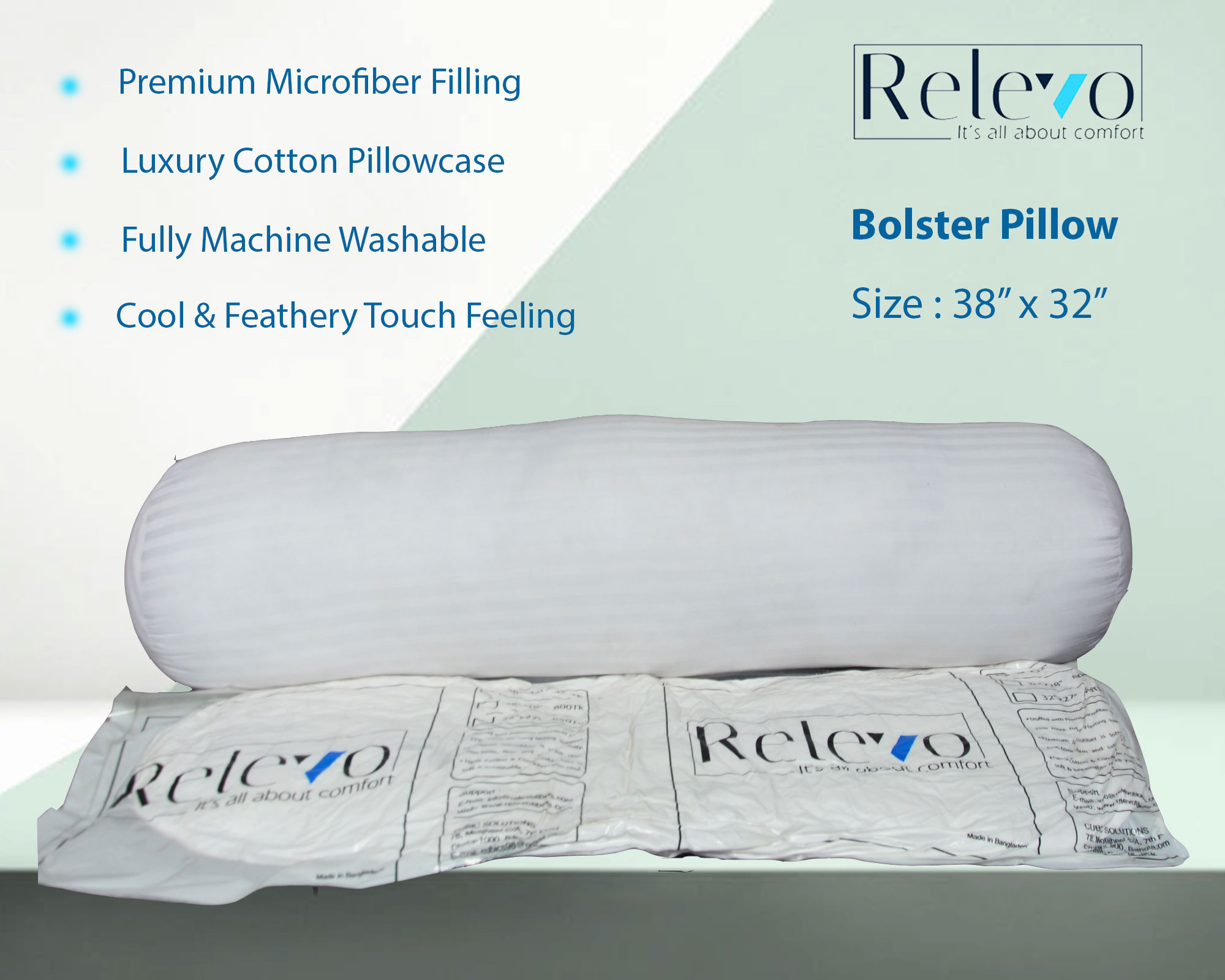 Bolster Pillow Queen Size Relevo Fibers