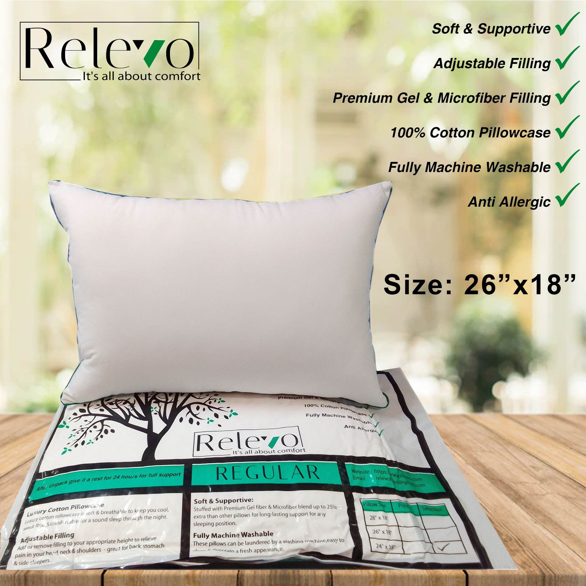 Regular Series Head Pillow Standard Size Relevo Fibers
